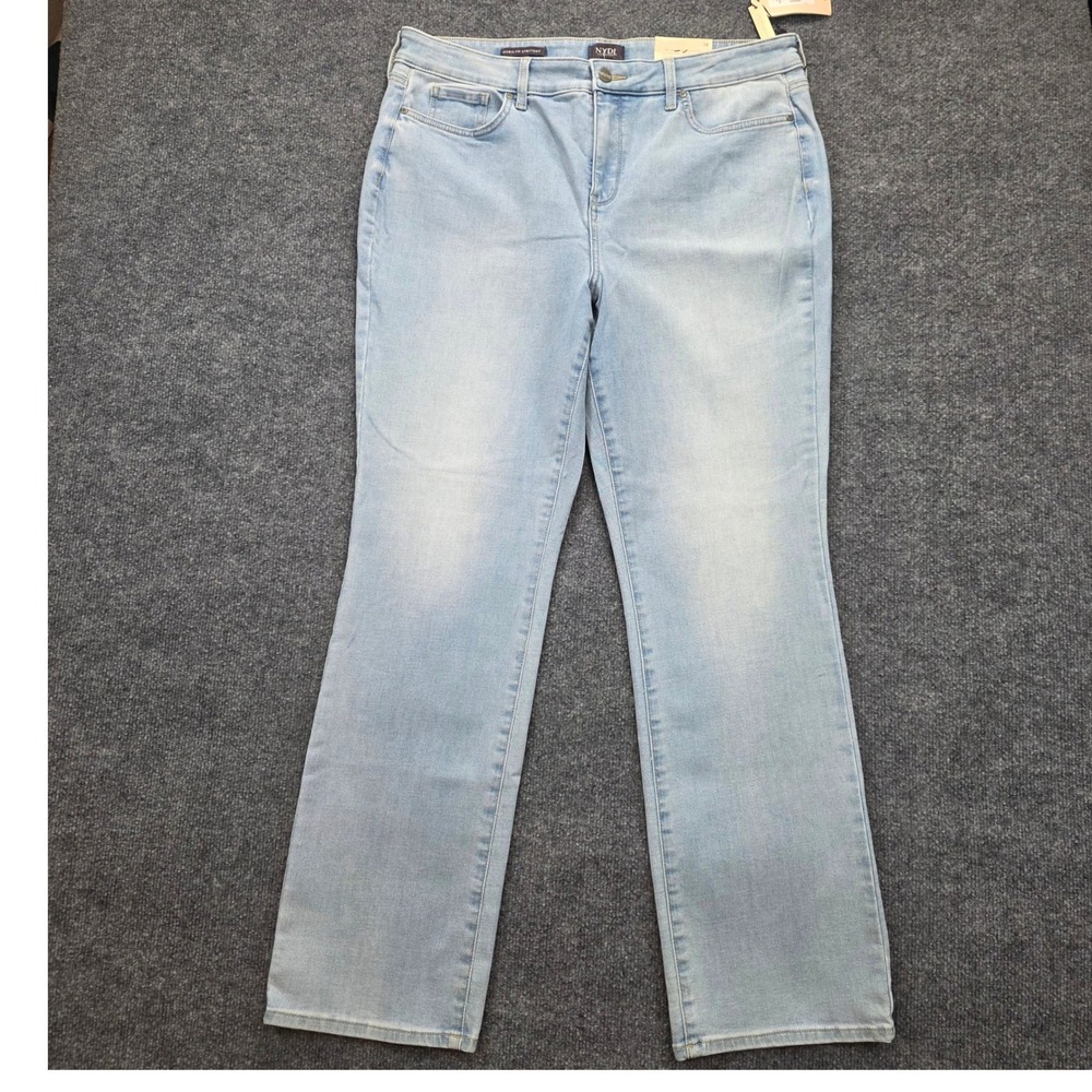 NWT NYDJ Marilyn Straight Leg Jeans Women 18W Light Blue Denim Stretch Lift Tuck